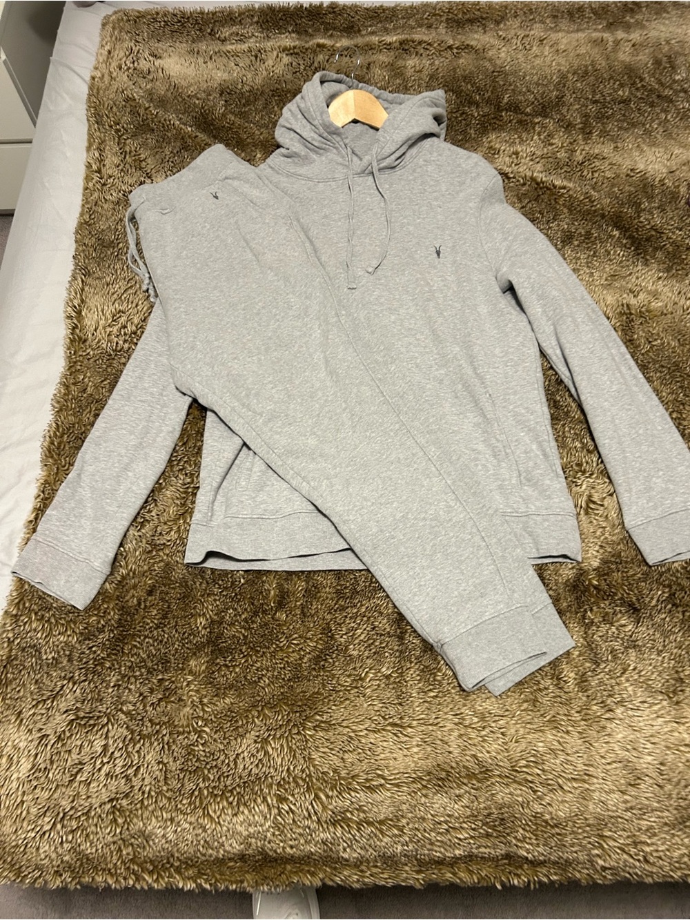 AllSaints Men's Light Gray Crewneck Hoodie with Matching Sweat pants combo